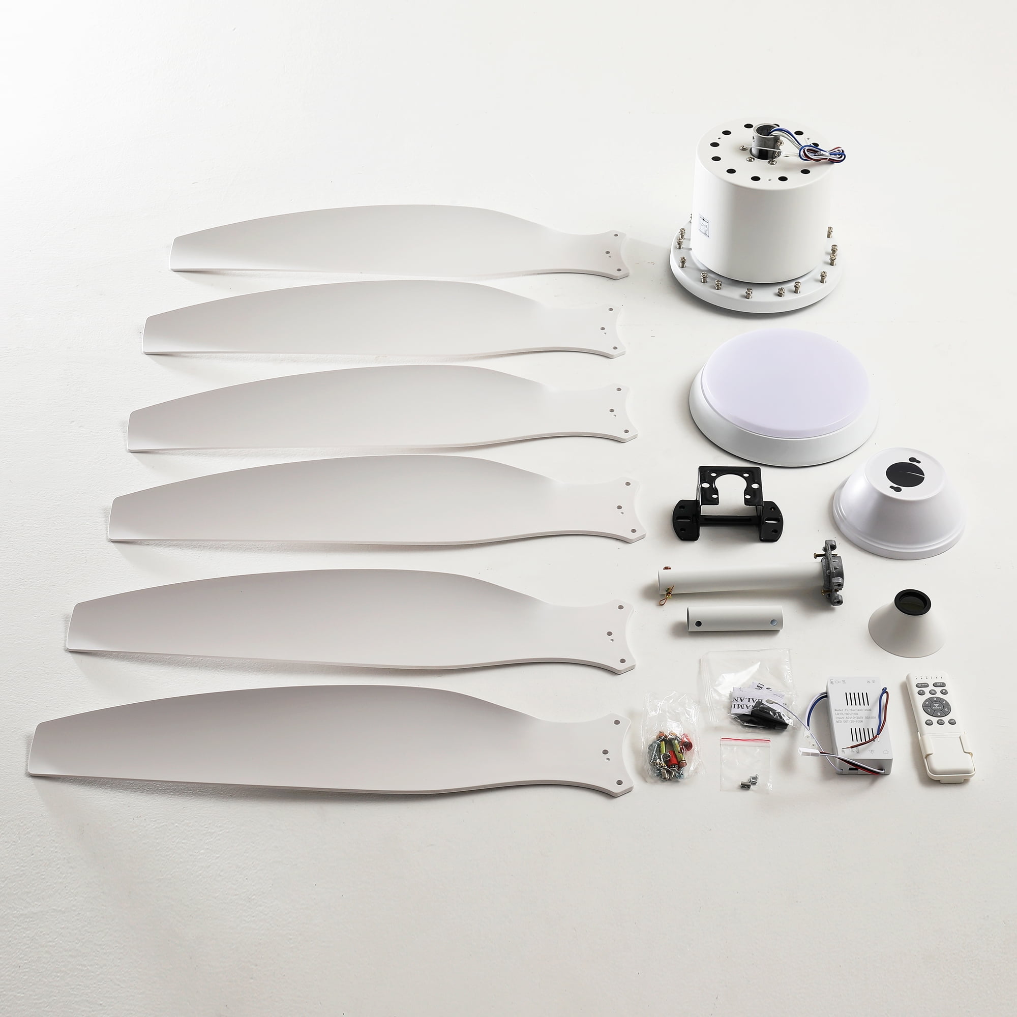 Eowynic 56-Inch Modern Ceiling Fans with Lights, Remote Control, DC Motor, 6-Blade, 6-Speed, Dimmable Led, White