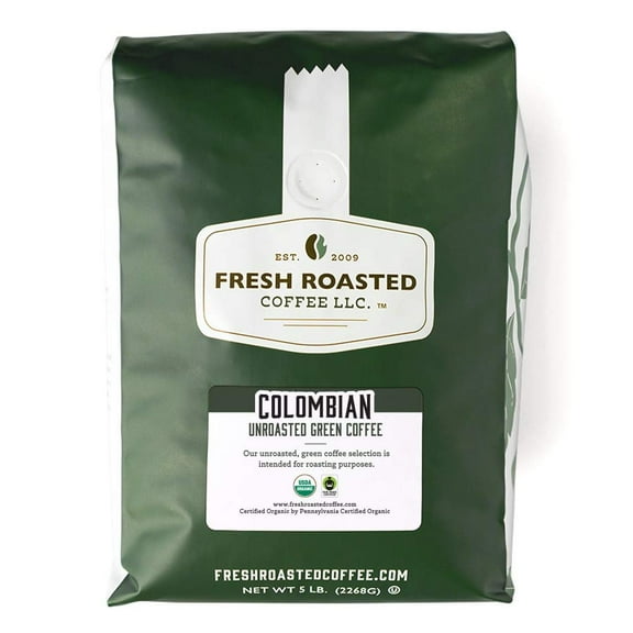 Fresh Roasted Coffee, Organic Unroasted Colombian Coffee Beans, 80 oz