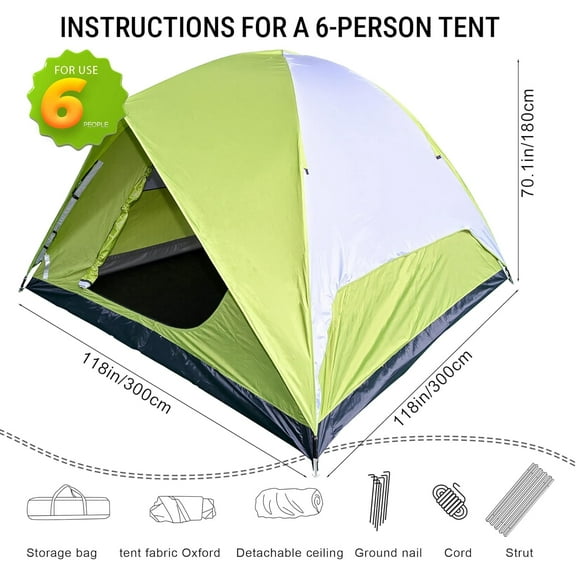 Dome Camping Tents for 4~6 Person, Family Camping Tent with Waterproof Windproof Design
