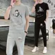 thumbnail image 4 of Ropa para hombre, trajes deportivos estampados, ropa deportiva, camisetas, pantalones gráficos para hombre, conjuntos, chándal blanco, top informal, moda, corte regular, barato, 4 of 5