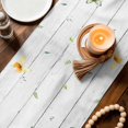 thumbnail image 3 of Cute Puppy Sunflowers Table Runner 72 Inches, Farmhouse Eucalyptus Grey Wood Bed Runner Dresser Scarves Tabletop for Indoor Outdoor Parties/Ceremony/Banquet, 14" x 72", 3 of 9