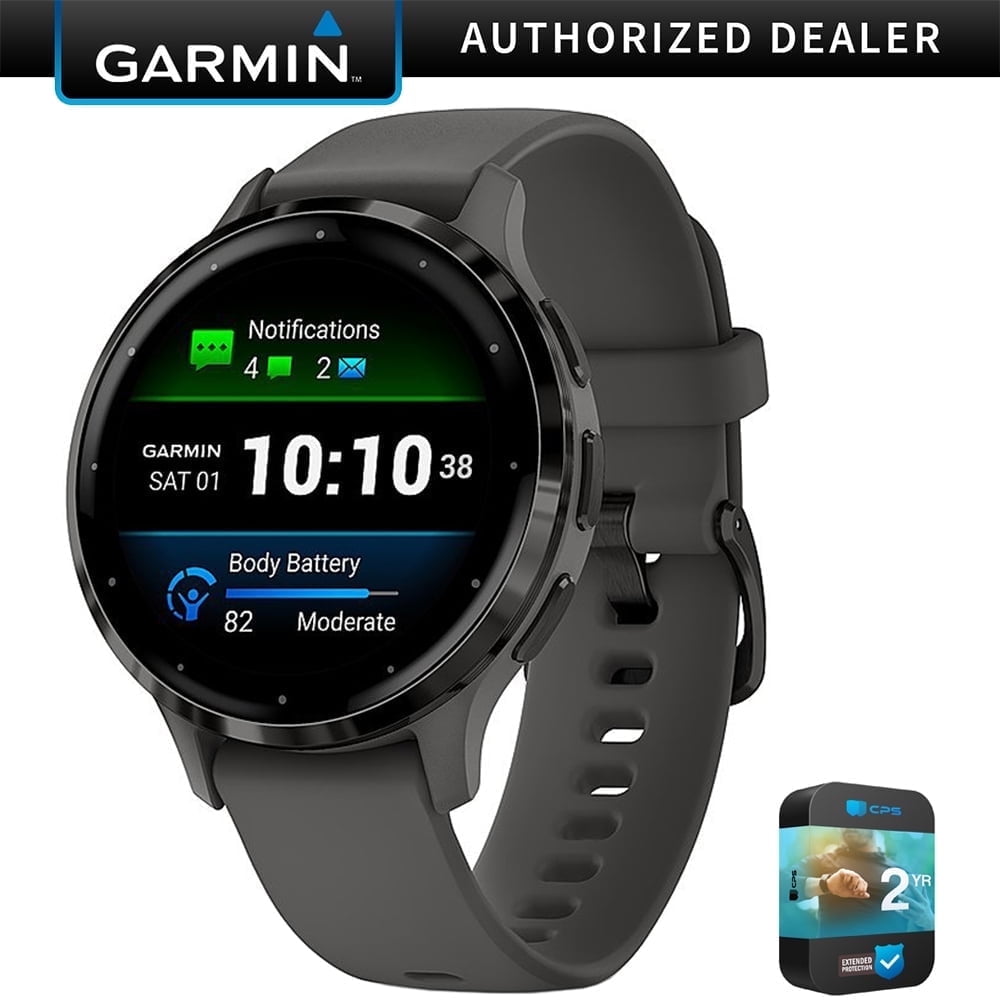 Garmin 010-02785-00 Venu 3S Health Fitness GPS Smartwatch Steel Bezel with Pebble Gray Case 41mm Bundle with 2 YR CPS Enhanced Protection Pack| Official Garmin USA Dealer