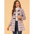 thumbnail image 2 of INSPIRE CHIC Women's Toggle Duffle Turn Down Collar Plaid Mid Length Peacoat, 2 of 6