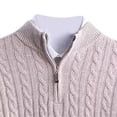 thumbnail image 4 of IYTR Men's Cable Knit Half Zip Sweater Solid Color Long Sleeve Pullover Warm Sweater Soft Comfortable Knit Tops Khaki XXXL, 4 of 4