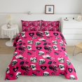 thumbnail image 2 of Homewish Y2K Pink Skull Rose Full Size Comforter Sets for Girls, Bow Playing Card Halloween Bedding Comforter Set, Black Reversible, 3-Piece, 1 Comforter and 2 Pillowcases, 2 of 6