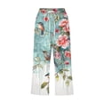thumbnail image 3 of Nrmvnmi Womens Casual Floral Pints Linen Pants Straight Leg Drawstring Elastic High Waist Loose Comfy Trousers with Pockets Mothers Day Gifts, 3 of 3