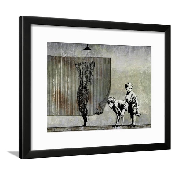 Shower Peepers, Figurative Framed Art Print Wall Art by Banksy Sold by Art.Com