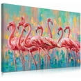thumbnail image 2 of Aaheei Flamingo Bedroom Wall Decor Painting: A Flock of Pink Flamingo Wall Art Canvas for Bathroom with Frame Ready to Hang, 2 of 5