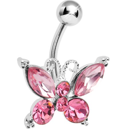 Body Candy - Pink Elegance Butterfly Belly Button Ring ...