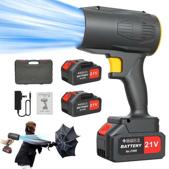 Cordless Leaf Blower with 21V 2Ă4.0Ah Battery and Charger, 300000RPM 260CFM 400W Lightweight Electric Leaf Blower for Lawn Care, Black