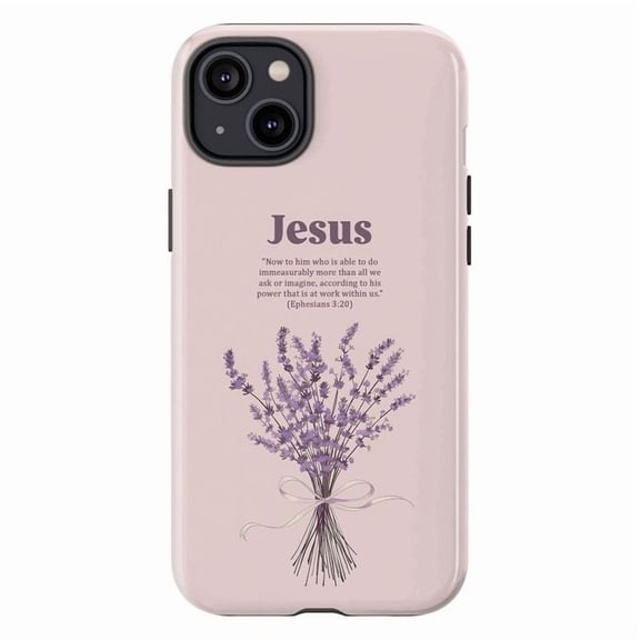 Christian Jesus Phone Case for iPhone 17 16 15 14 13 12 11 Pro Plus Mini, Bible Verse Ephesians 3:20 Cover, Aesthetic Lavender Floral