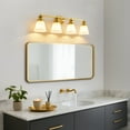thumbnail image 6 of Bathroom Vanity Light Fixtures 4 Lights Modern Bathroom Lighting Fixtures Over Mirror with Frosted Milky Glass Shade Gold Wall Sconce for Bath Bedroom, 6 of 9