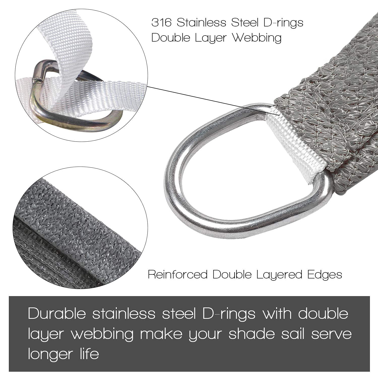 8'X12' HDPE Sunshade Sail, Dark Grey