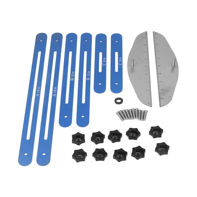 Stair Jig, Stretchable Joints Adjustable 11-60in Measuring Range Reusable Stair Treads Gauge Anodized For Shelf Scribe Blue