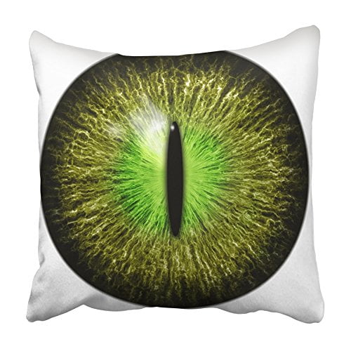 EREHome Colorful Snake Olive Green Cat Crocodile Reptile Eye with Narrow Pupil White Pillowcase Cushion Cover 16x16 inch