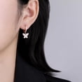 thumbnail image 3 of 925 Sterling Silver CZ Buffterfly Hoop Earrings for Women Teens Sparkling Butterfly Hoop Earrings Huggie Drop, 3 of 12