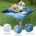 thumbnail image 4 of Light Blue Marble Flow Pattern Square Fitted Tablecloth with Elastic Edge,Square Table Cover,Washable Elastic Table Cover for Home Kitchen Party Decor 34"x34", 4 of 6