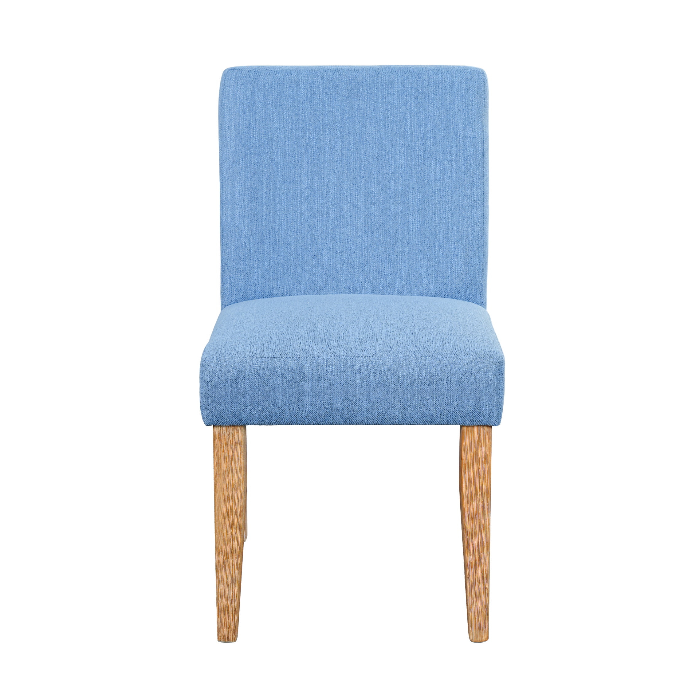 Christopher Knight Home Set of 4 Upholstered Dining Chairs with Solid Wood Legs, Natural + Slate Blue