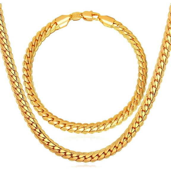 Men Stainless Steel Necklace Cuban Link Chain, Flat Curb Chain Necklaces Unisex, Silver/Black/Gold Plated Chunky Hip Hop Neck Chain, 6mm/9mm Width, 18-32 Inches Length Jewelry for Mens Women