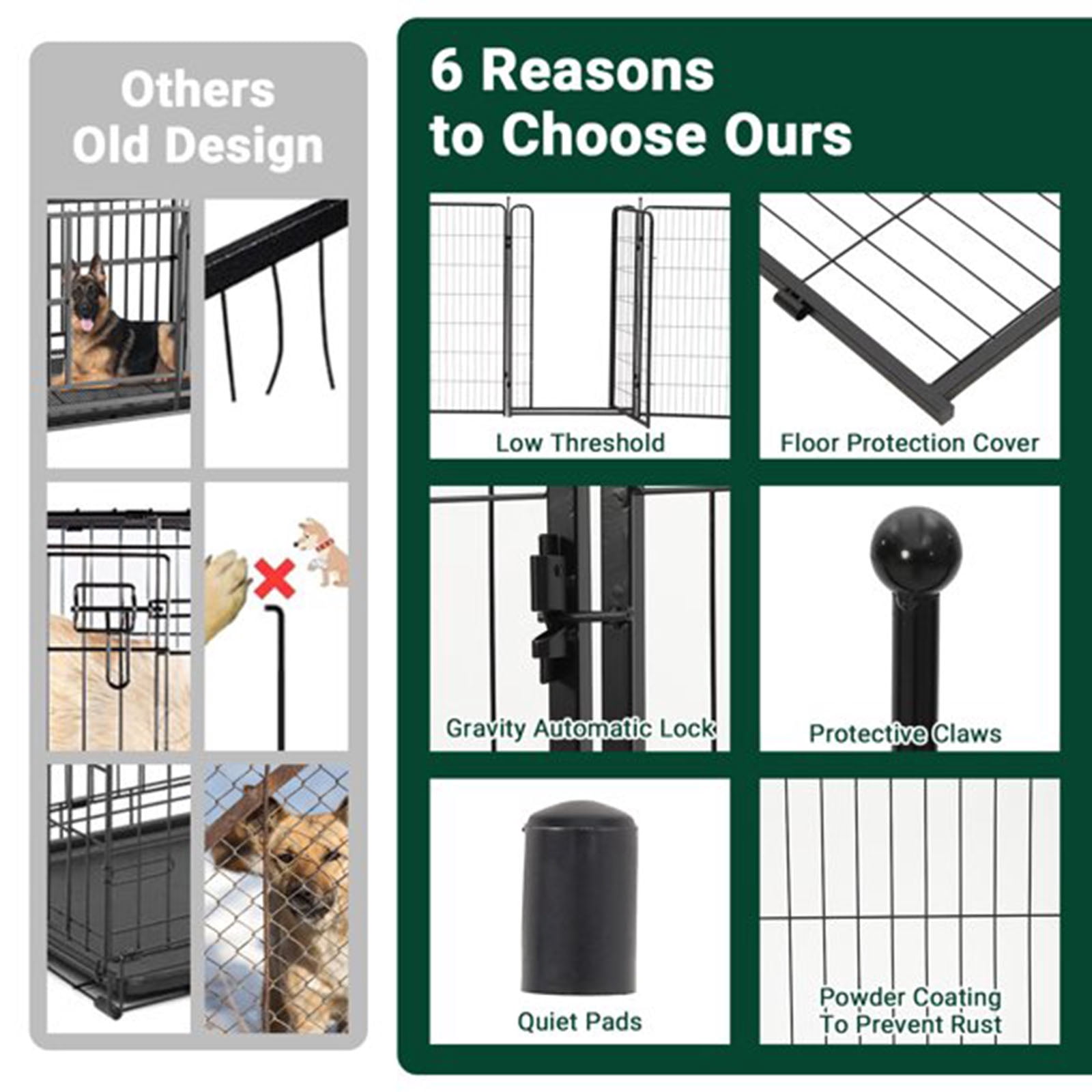 Lumiparty Metal Dog Playpen, 40" Height 16 Panels Dog Fence ,Heavy Duty Pet Puppy Exercise Pen, Portable Pet Playpen for Indoor Outdoor Rv Camping Garden Yard
