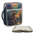 thumbnail image 2 of Xixirimido Quilted Bible Cover Case for Women Men Large Carrying Bag Book Tote Bags with Handle Bible Study Supplies Christian Gifts, Bears Forest Galaxy Print, 2 of 7