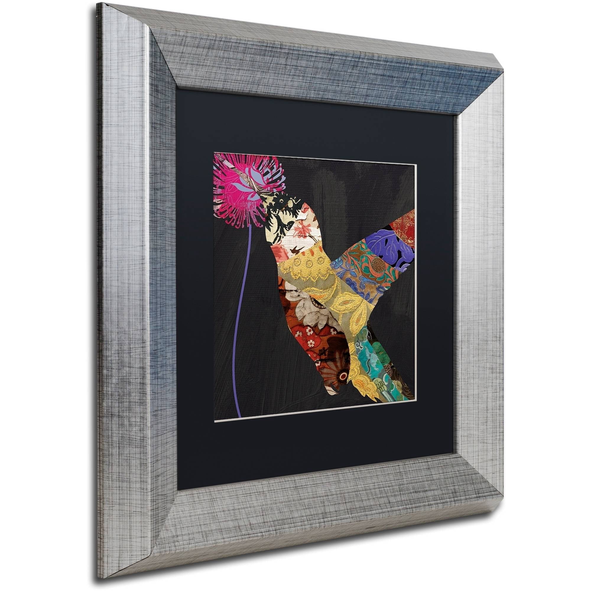 Trademark Fine Art "Hummingbird Brocade  II" Canvas Art by Color Bakery Black Matte, Silver Frame