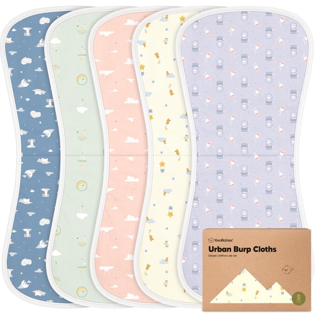 Towel KeaBabies, paño de algodón orgánico para eructos para bebés, 21 x 27 cm, paquete de 5