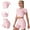 Pink, variant on 3 Piece Summer Outfits Short Sets for Women Seamless Workout Sweat Suits Athletic Crop Top Sport Bra with Biker Shorts M Hot Pink