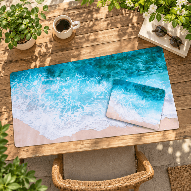 Beach Extended Large Gaming Mouse Pad Desk Mat 35.4 x 15.7 Inches ...