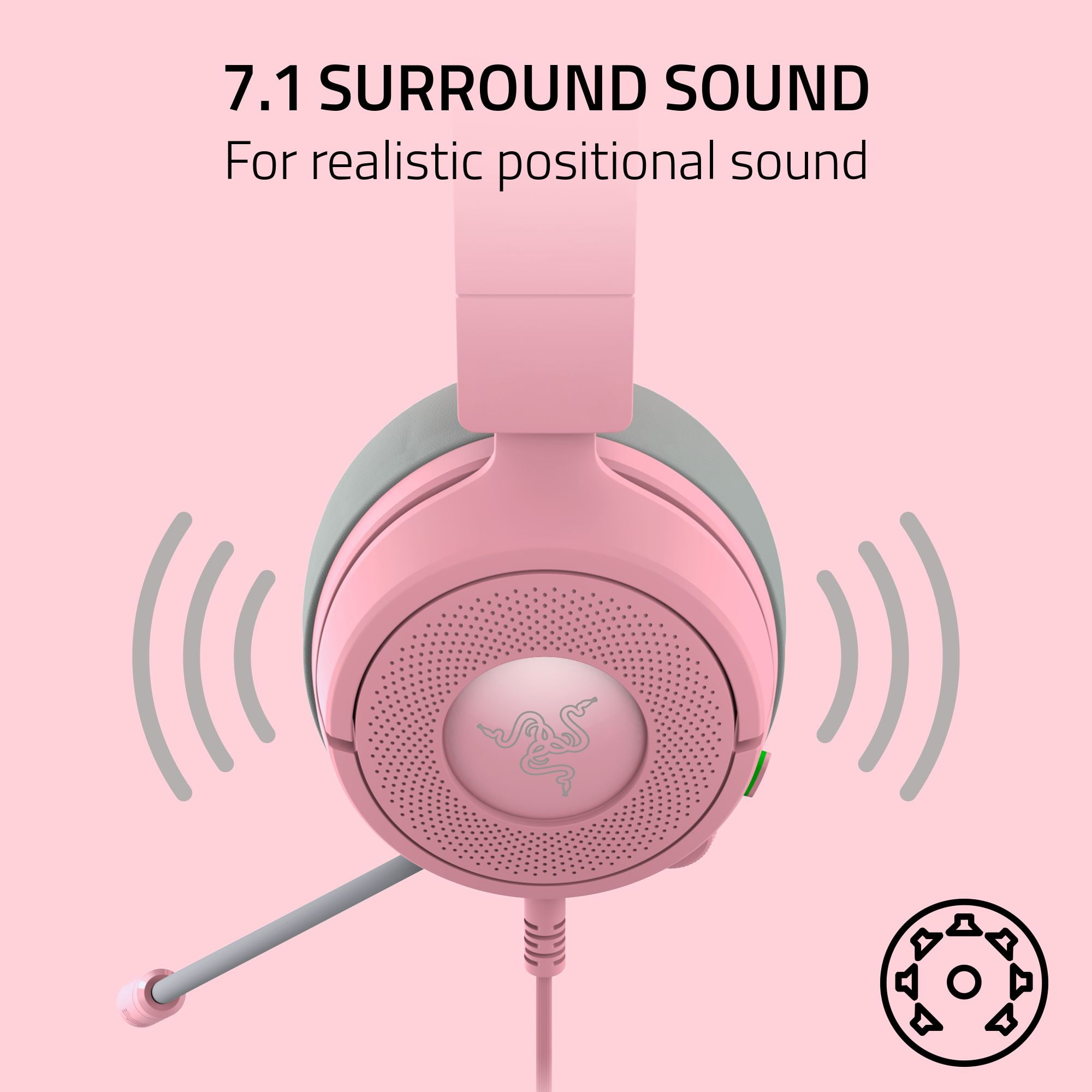 Razer Kraken Kitty V3 X Wired Kitty Headset for Gaming, 3.5mm, Quartz