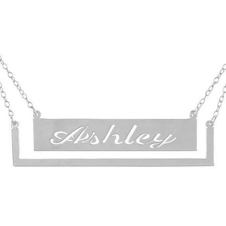 - Personalized Handmade Pocket Frame Bar Name Necklace in Sterling Silver or 24K Gold Plated Sterling Silver