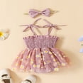 thumbnail image 3 of Combinaison en Tulle Imprimé Fleurs avec Bandeau Bowknot pour Bébé Filles 2 PCS Romper Set, 3 of 7