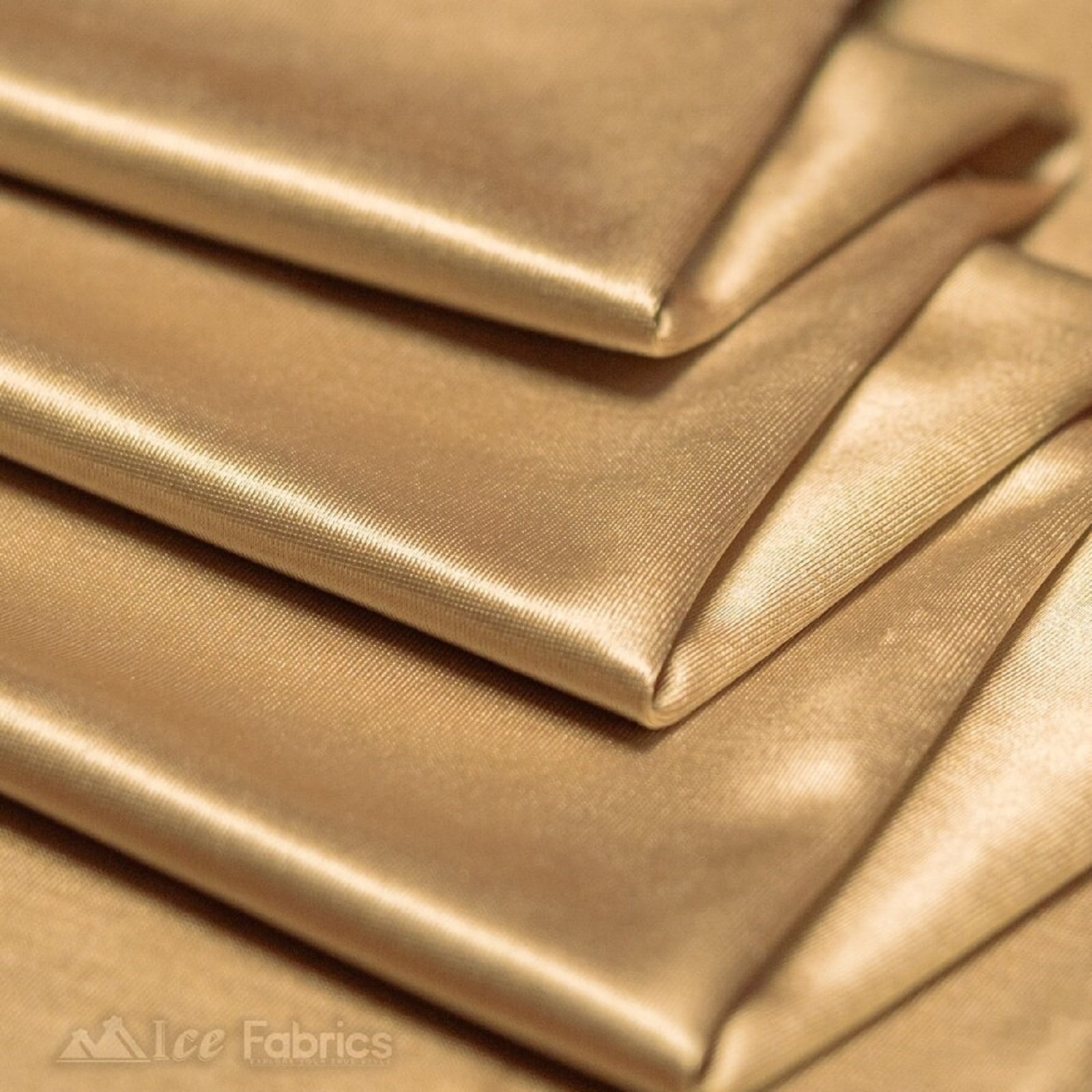 4 Way Stretch Silky Spandex Satin Fabric by the Yard - 60" Wide Shiny Satin Spandex Fabric for Dresses, Active Wear, Yoga Pants, Table Cloth - Champagne - 1 Yard