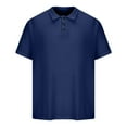 thumbnail image 3 of WREESH Men's Solid Henley Shirts Button-Loose Casual Short Sleeve Shirt a Classic Solid Color Top for Men's Daily Wear Navy, 3 of 6