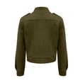 thumbnail image 7 of GUACER Suede Jackets for Women Trendy Vintage Button Down Stand Collar Structured Shoulders Casual Fall Outerwear, 7 of 7