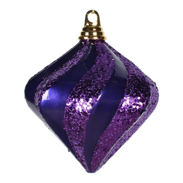 6 in. Purple Candy Glitter Swirl Diamond Ornament