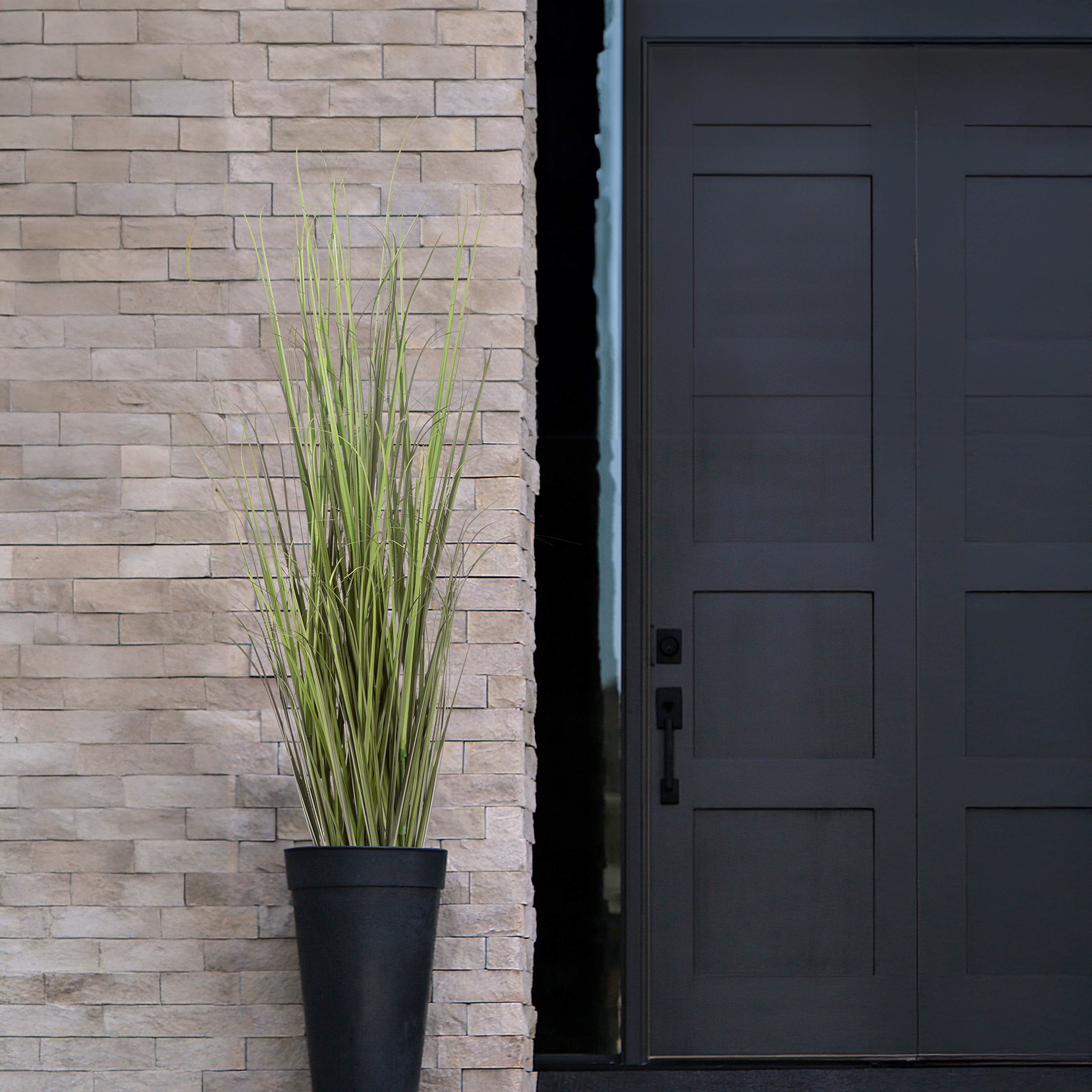 Lush Estate Artificial Black Grass Plant, 47", Lifelike UV Resistant Indoor Decor