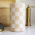 thumbnail image 3 of 8.5" H Beige Checkered Ceramic Vase, 3 of 3