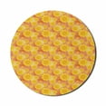 thumbnail image 1 of Floral Mouse Pad for Computers, Retro Style Overview of Flower on a Spotted Grunge Background, Round Non-Slip Thick Rubber Modern Gaming Mousepad, 8" Round, Yellow Pale Peach, by Ambesonne, 1 of 2