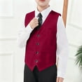 thumbnail image 2 of Boy's Formal Suit Vest Solid Dress Waistcoat Vest with Pockets for Wedding Pageant and Performance Elegant Sleeveless with Adjustable Back, Size 3-17 Years,Color:Red,8-9 Years, 2 of 7