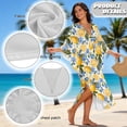 thumbnail image 7 of DISNIMO Lemon Flower Print Women Kaftan Dress Plus Size Swimsuit Cover Up V Neck Batwing Sleeve Caftans Beach Dress Summer Swimsuit Loungewear V Neck Loose Fit Bathing Suit Coverups, 7 of 7