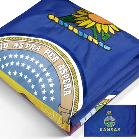 Anley EverStrong Series Embroidered Kansas State Flag 3x5 Feet - Kansas Flags
