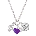 thumbnail image 1 of Delight Jewelry Silvertone Rounded Clef - Purple Heart Nurse Strong Zoe Necklace, 1 of 4