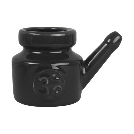Aoanydony Ceramic Neti Pot Leakproof Sinus Rinse Pot Durable for Nasal 350ml Black 5.51 Inchx3.94 Inchx4.13 Inch