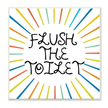 Stupell Industries Kids' Flush The Toilet Bathroom Rules Rainbow Stripes Typography Painting Unframed Art Print Wall Art, 12 x 12