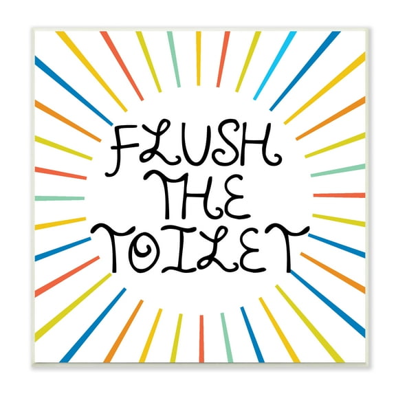 Stupell Industries Kids' Flush The Toilet Bathroom Rules Rainbow Stripes Typography Painting Unframed Art Print Wall Art, 12 x 12