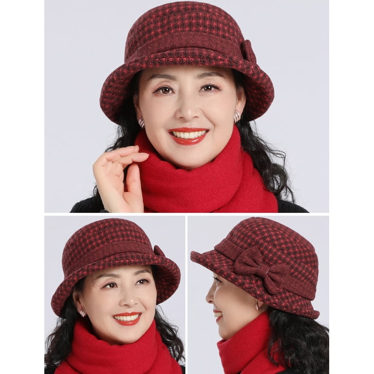 Winter Cloche Bucket Hat for Women Wool Elegant Dress 1920s  display picture 3