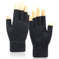 thumbnail image 1 of Guantes de punto cálidos para hombre, guantes de medio dedo fríos de lana para otoño e invierno, 1 of 4