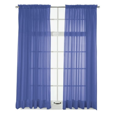 Collections Etc Elegance Sheer Curtain Panel with Rod Pocket Top Periwinkle 60" x 63"