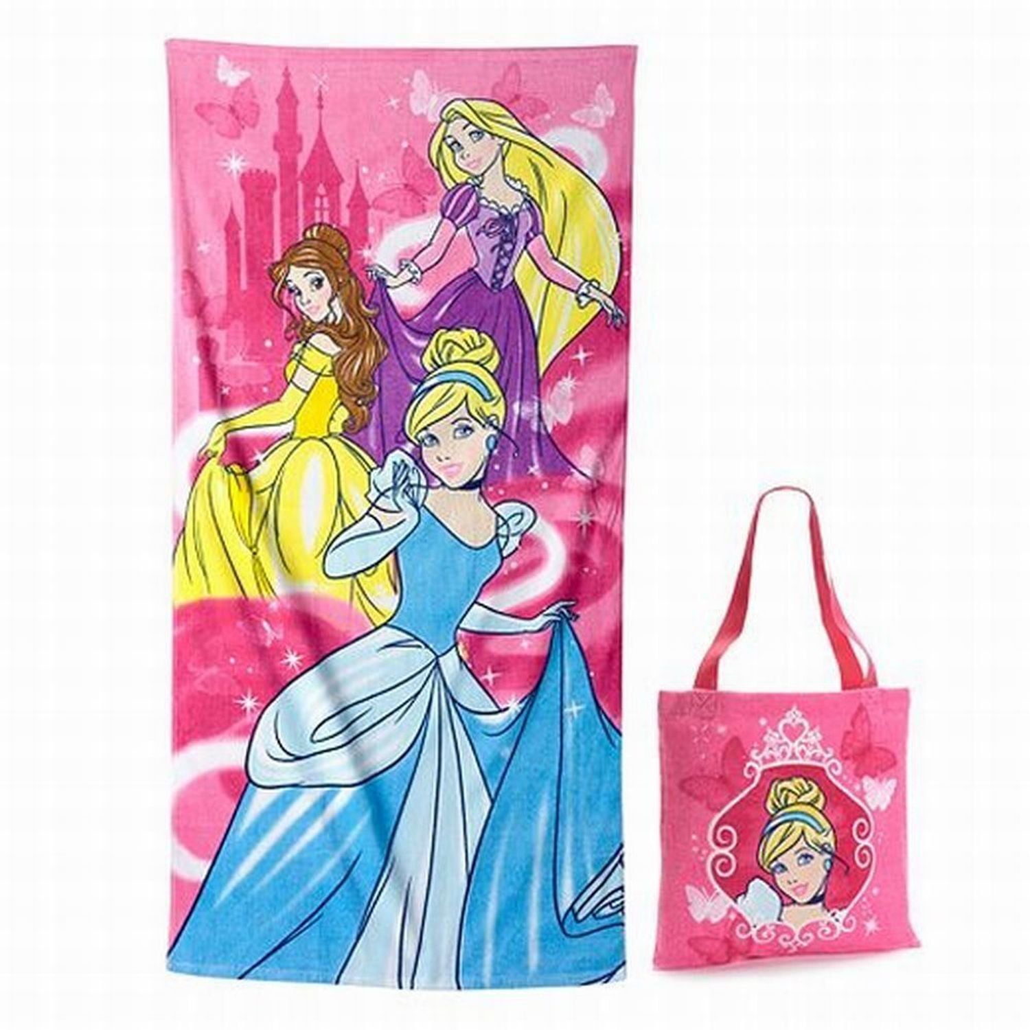 Disney Princess Cinderella Rapunzel Belle Ariel Towel 30x60 Beach BathTowel 